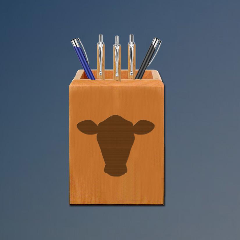 Personalized maple farm animal pen holder with your choice of farm animal design and engraved text. 100+ farm animal designs to choose from.