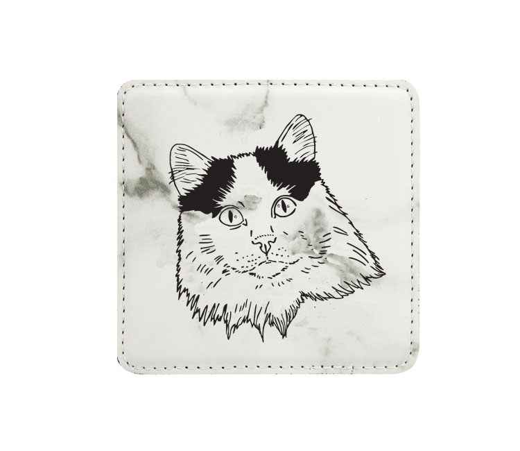 Leatherette coaster with the laser engraved cat design of your choice. Cat Coaster