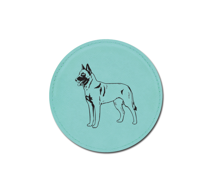 Leatherette coaster with the laser engraved dog design 1 of your choice. Dog Coasters