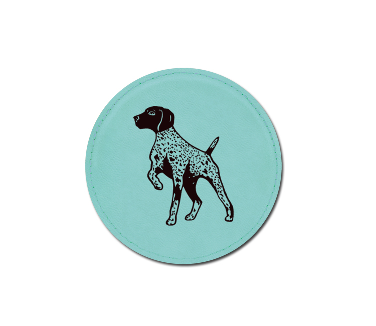 Leatherette coaster with the laser engraved dog design 3 of your choice. Dog Coasters