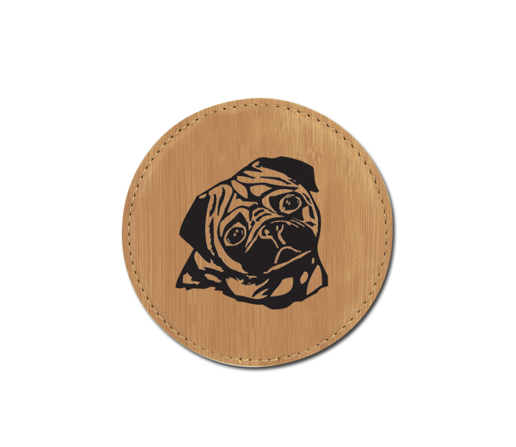 Leatherette coaster with the laser engraved dog design 4 of your choice. Dog Coasters