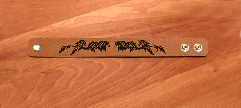 Custom engraved triple horse leatherette equestrian bracelet. Equestrian Bracelet