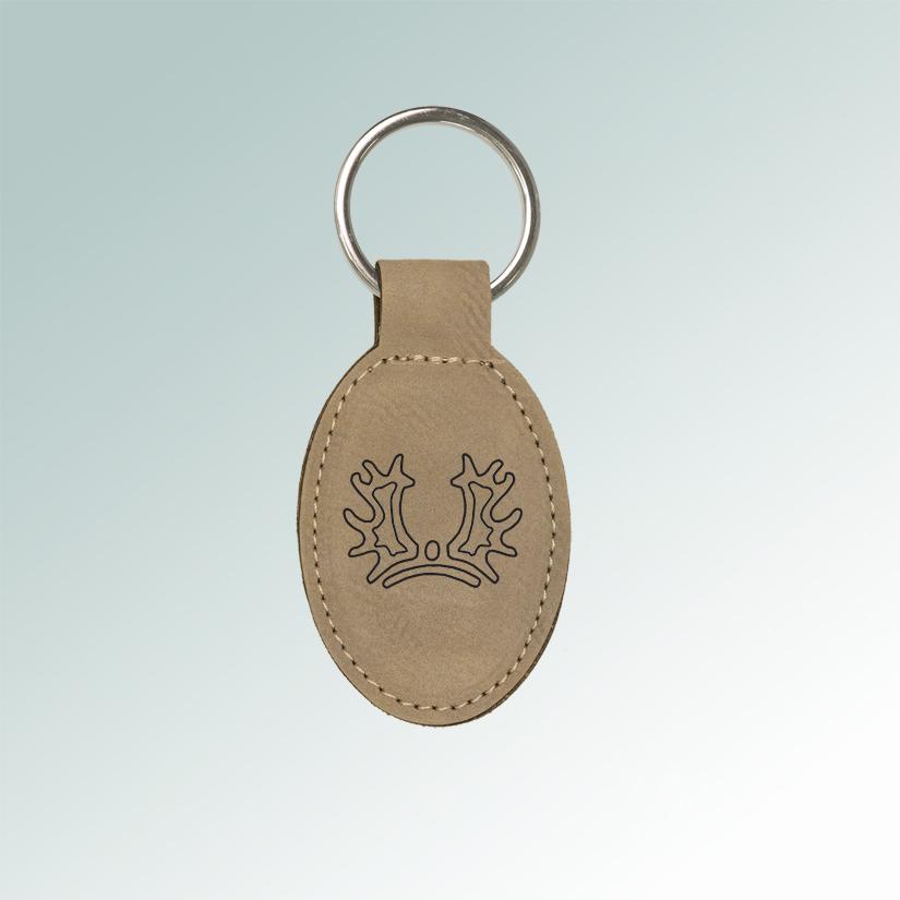 Personalized leatherette key chain with your choice of engraved horse breed logo and text. Equestrian Key Chain