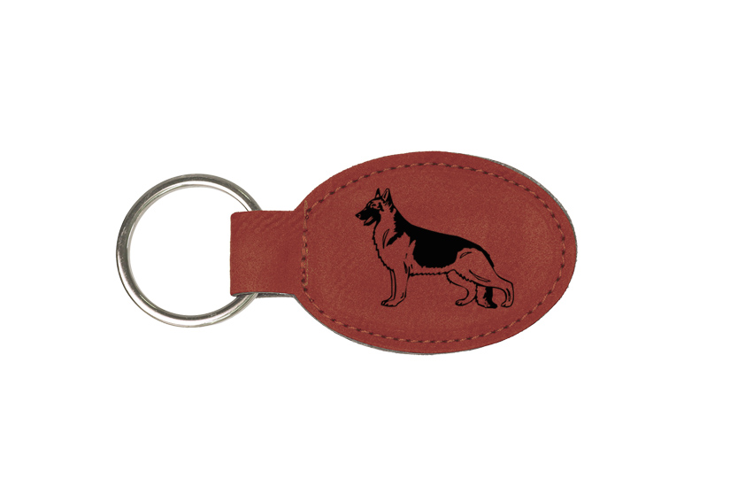 Personalized leatherette key chain with your choice of engraved herding dog design and text. Herding Dog Key Chain
