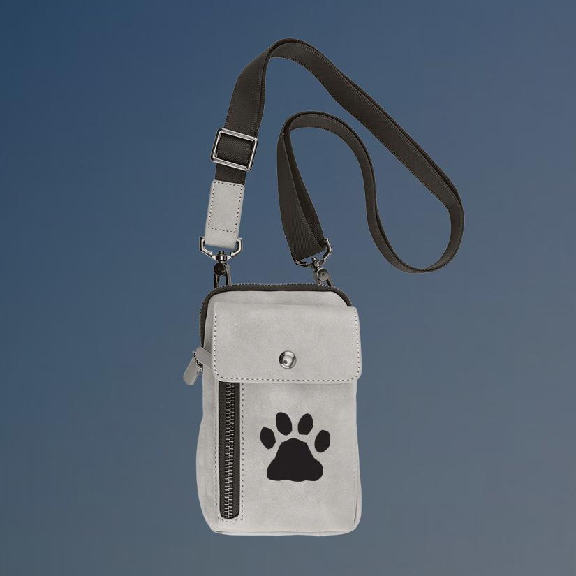 Personalized urban crossbody bag with your choice of dog design and custom engraved text. Crossbody Dog Bag