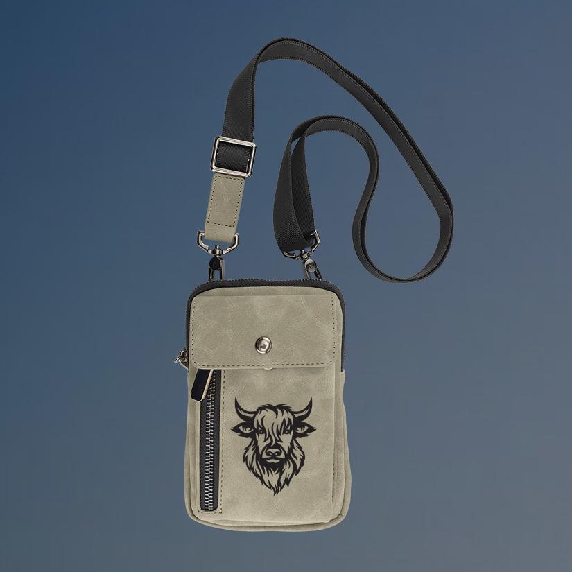 Personalized crossbody bag with your choice of farm animal design and custom engraved text.