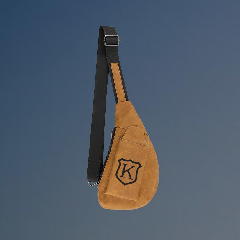 Custom engraved crescent crossbody bag with your choice of horse breed logo and personalized text.