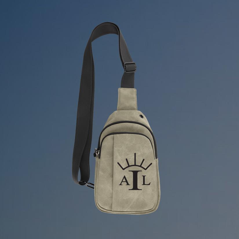 Custom engraved explorer horse breed logo crossbody bag with your choice of horse breed logo and personalized text.