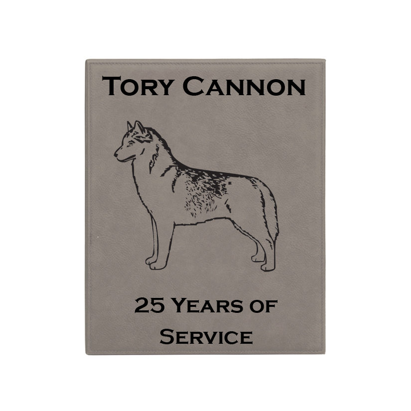 Engraved leatherette plaque with personalized text and dog design 4. Dog Award | Dog Plaque