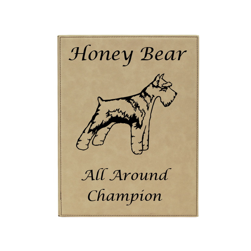 Personalized leatherette plaque with your choice of dog design 3 and engraved text. Dog Plaque | Dog Award