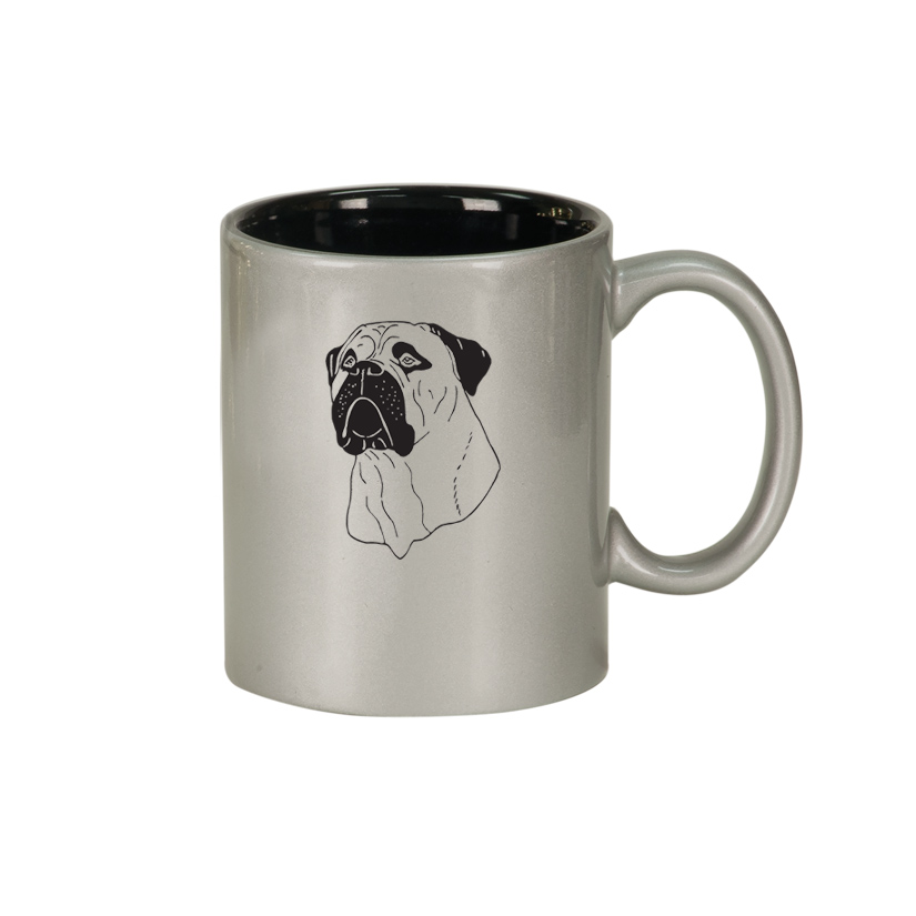 Custom engraved ceramic coffee mug with with your choice of engraved dog design 4 and personalized text Dog Coffee Mug