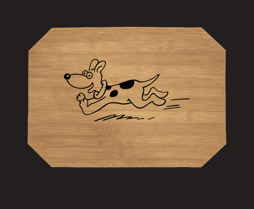 Personalized leatherette placemat with your choice of dog design 2 and custom engraved text. Dog Placemat