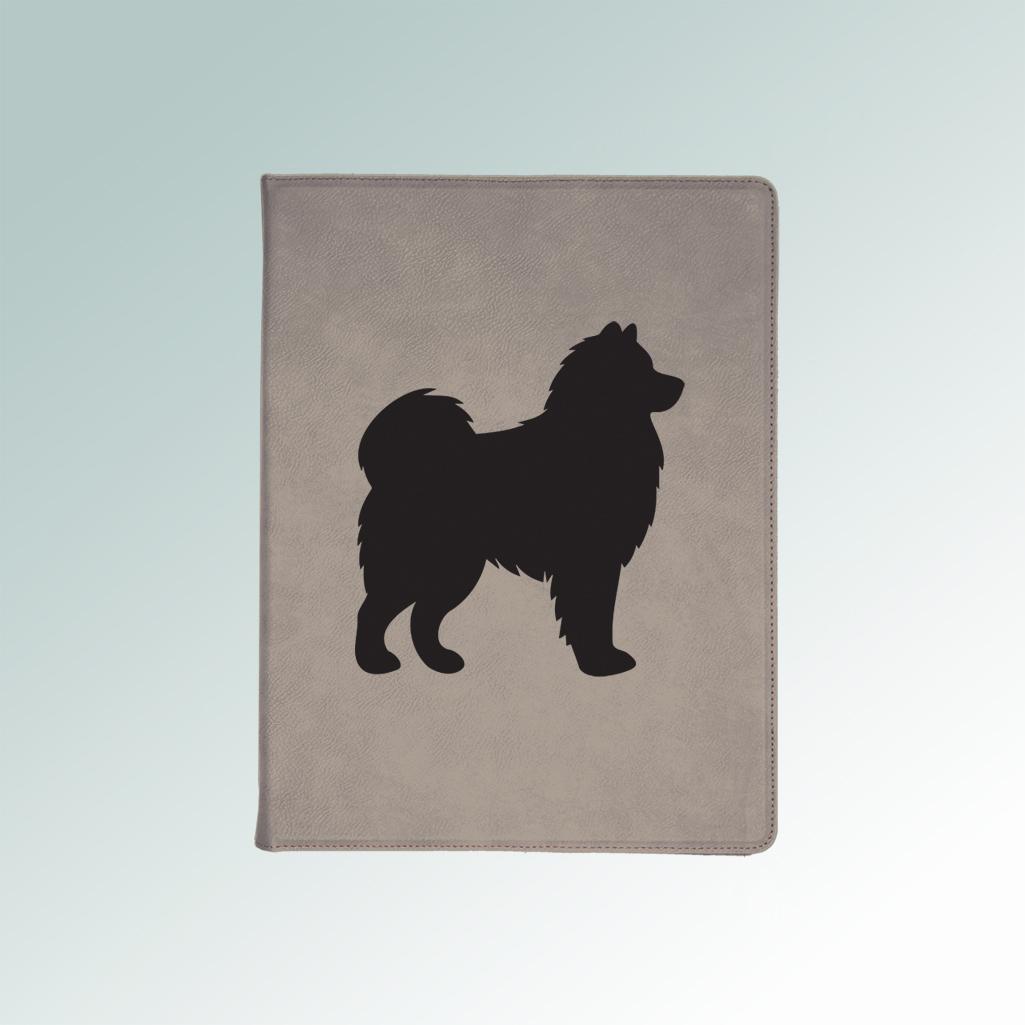Personalized leatherette dog breed portfolio with custom engraved dog breed and text. 100+ dog breeds to choose from.