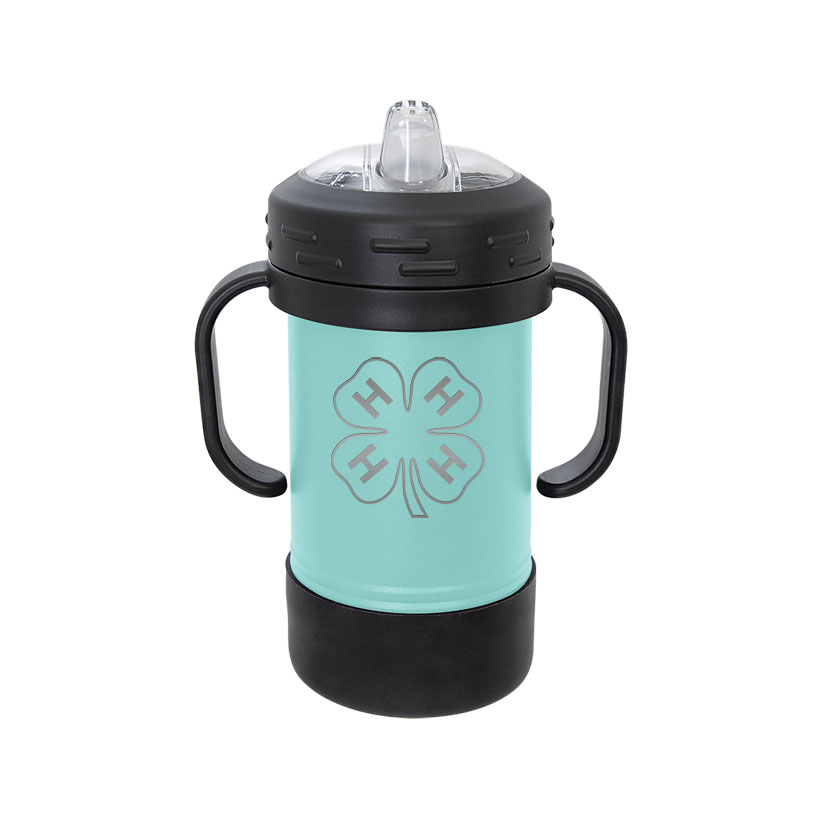 Personalized stainless steel sippy cup with your choice of 4-H logo and custom engraved text. 4-H Sippy Cup