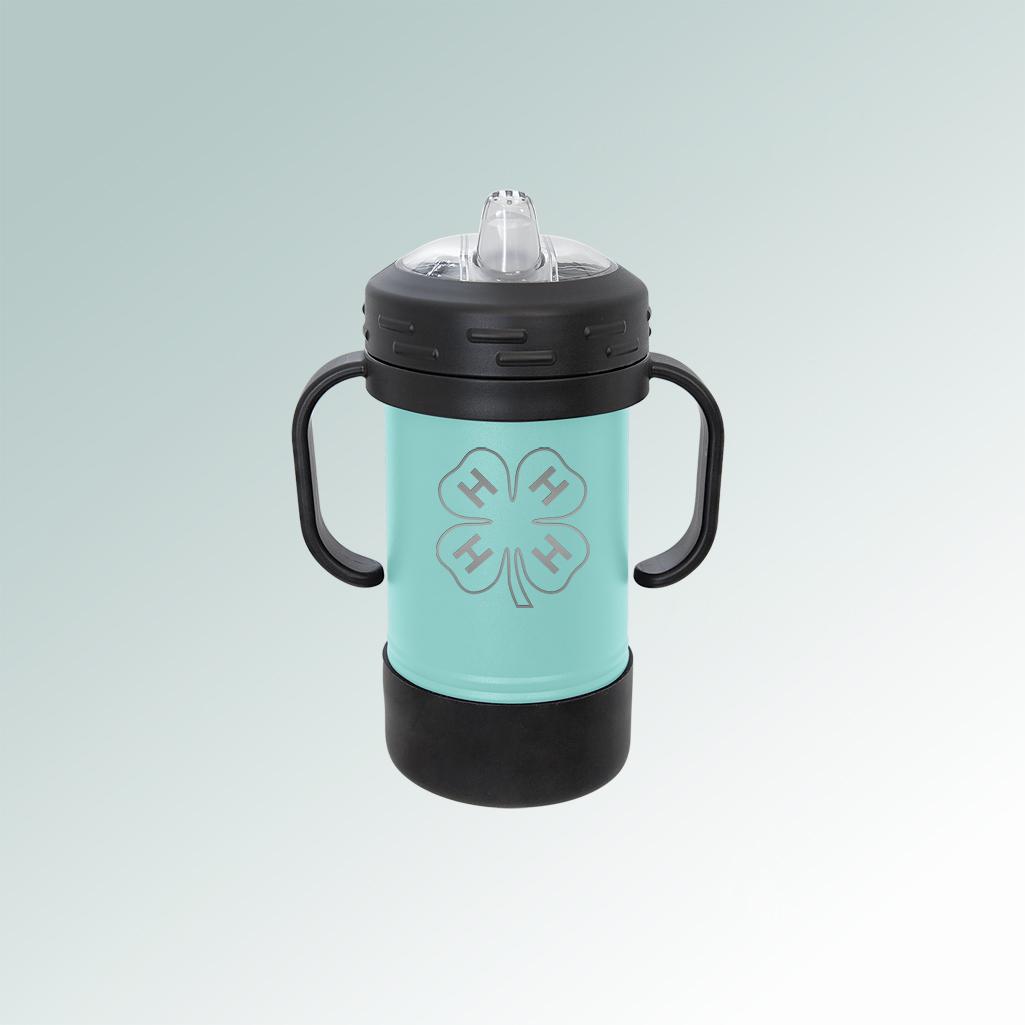 Personalized stainless steel 4-H logo sippy cup with your choice of 4-H logo and custom engraved text.