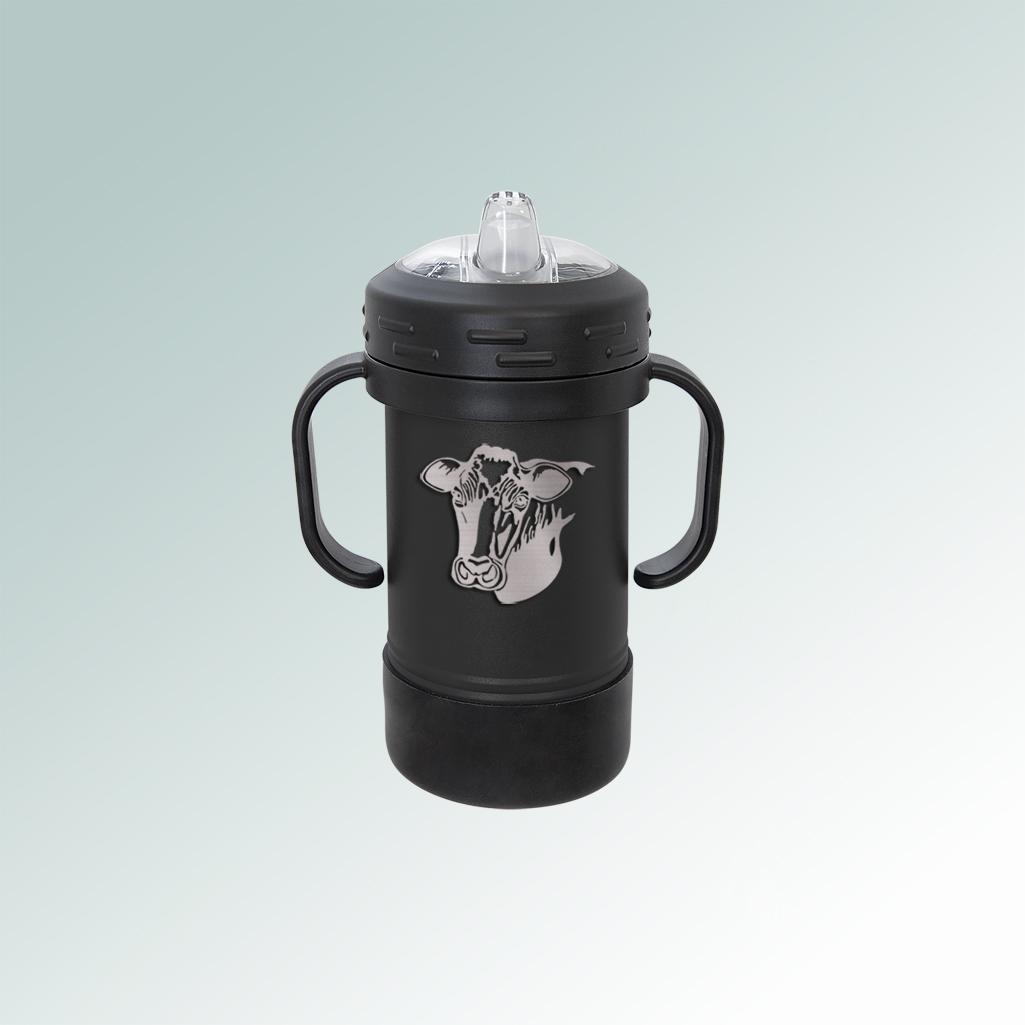 Custom engraved stainless steel farm animal sippy cup with your choice of farm animal design and personalized text. 100+ farm animal designs to choose from.