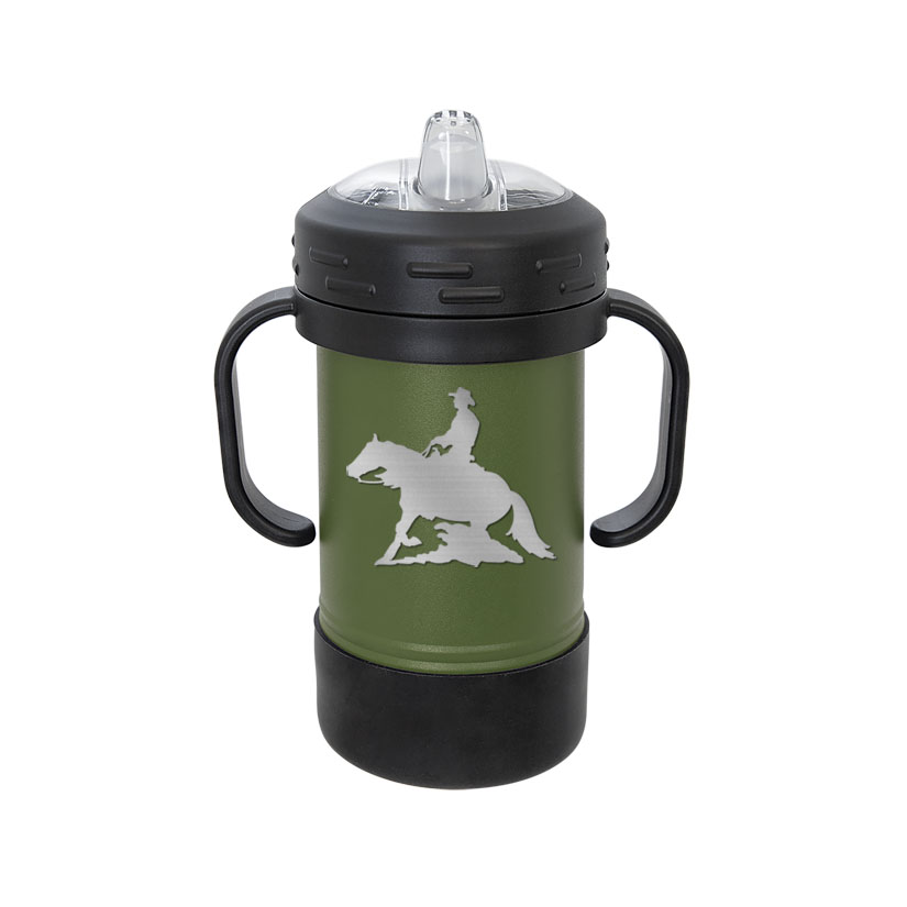 Personalized stainless steel sippy cup with your choice of rodeo design and custom engraved text. Rodeo Sippy Cup