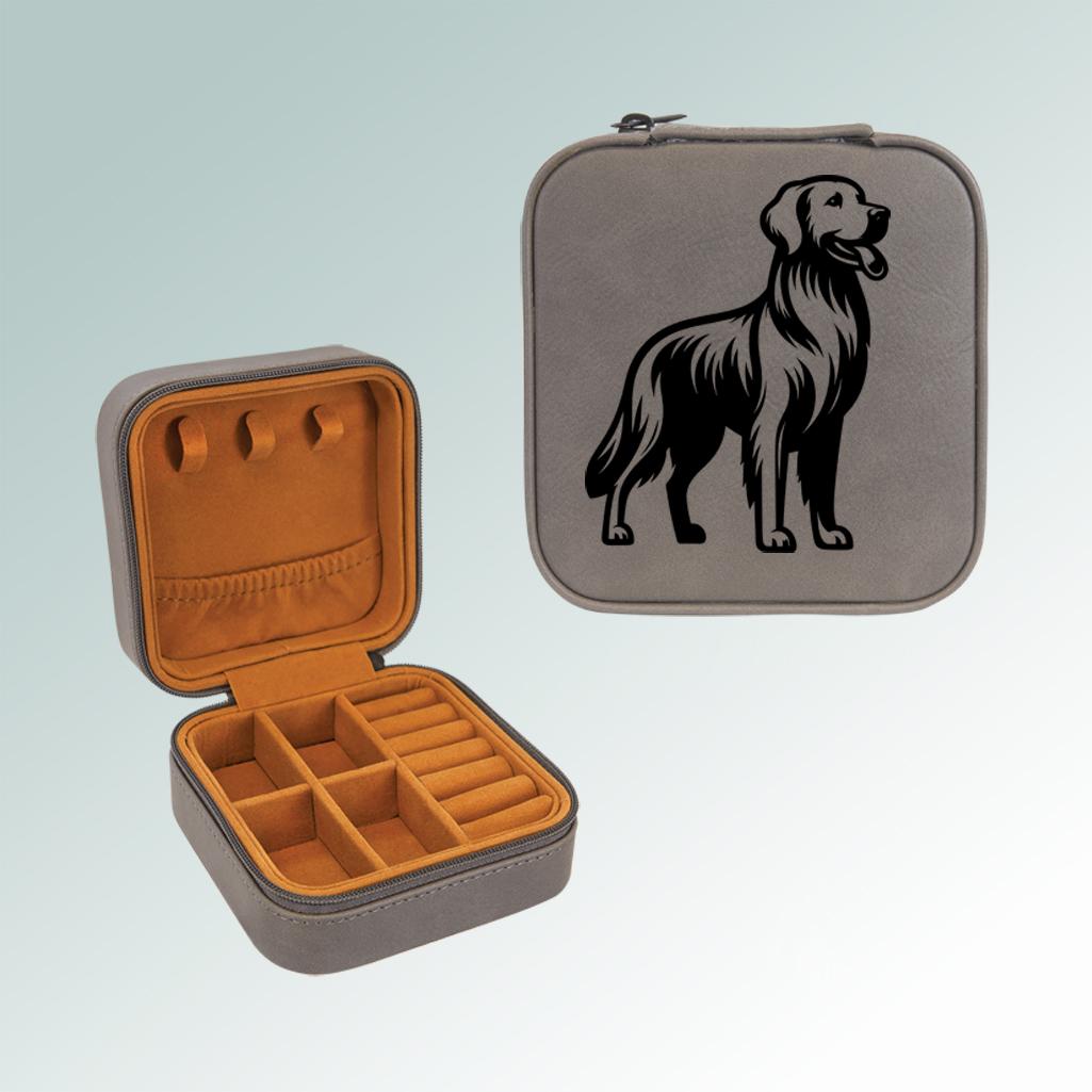 Golden Retriever travel jewelry comes with engraved text and the design of your choice. 880+ Golden Retriever designs to choose from.