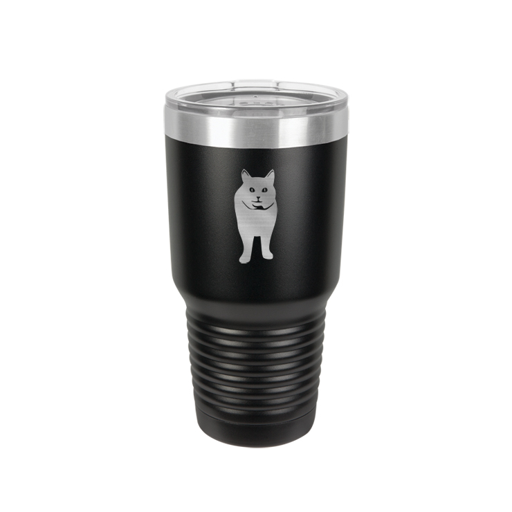 Personalized vacuum insulated 30 oz tumbler with your choice of cat design and custom engraved text.
