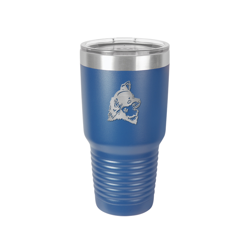 Personalized vacuum insulated 30 oz tumbler with your choice of dog design 4 and custom engraved text. Dog Mug