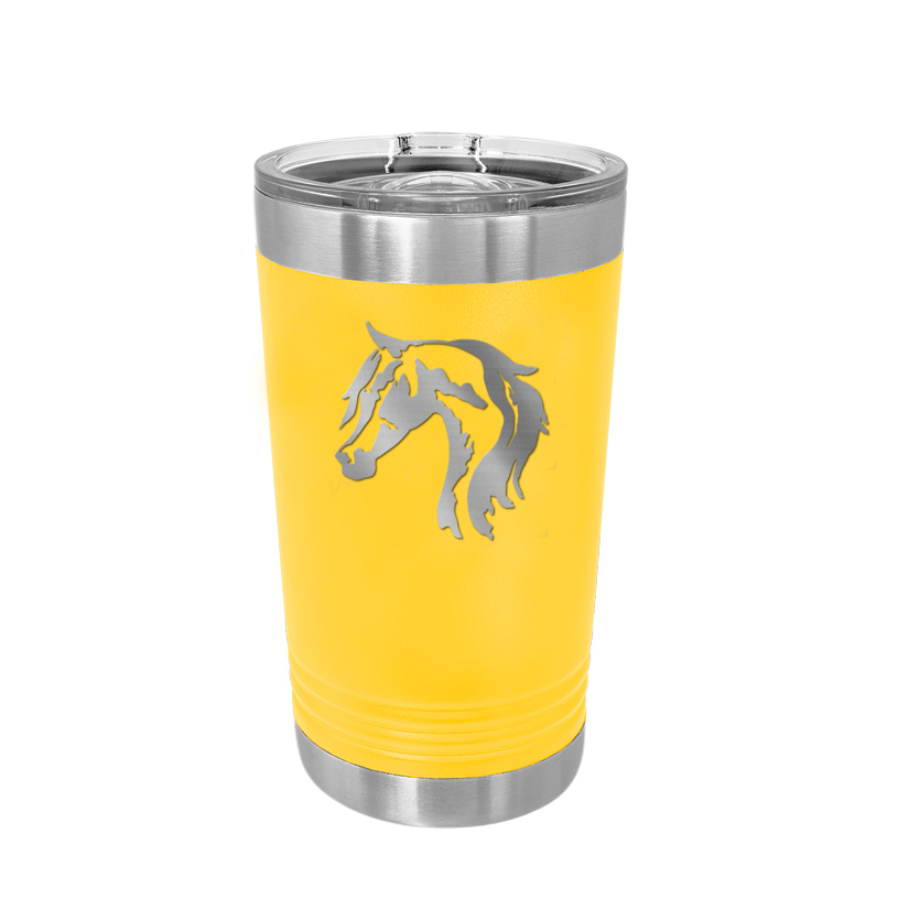 Personalized stainless steel polar camel pint glass with custom engraved text and horse design 2. Horse Pint Glass