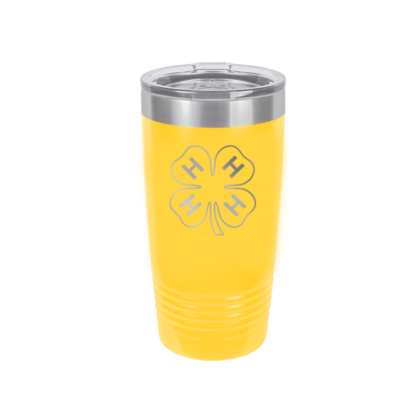 Custom engraved vacuum insulated ringneck tumbler with your choice of 4-H logo and personalized text.
