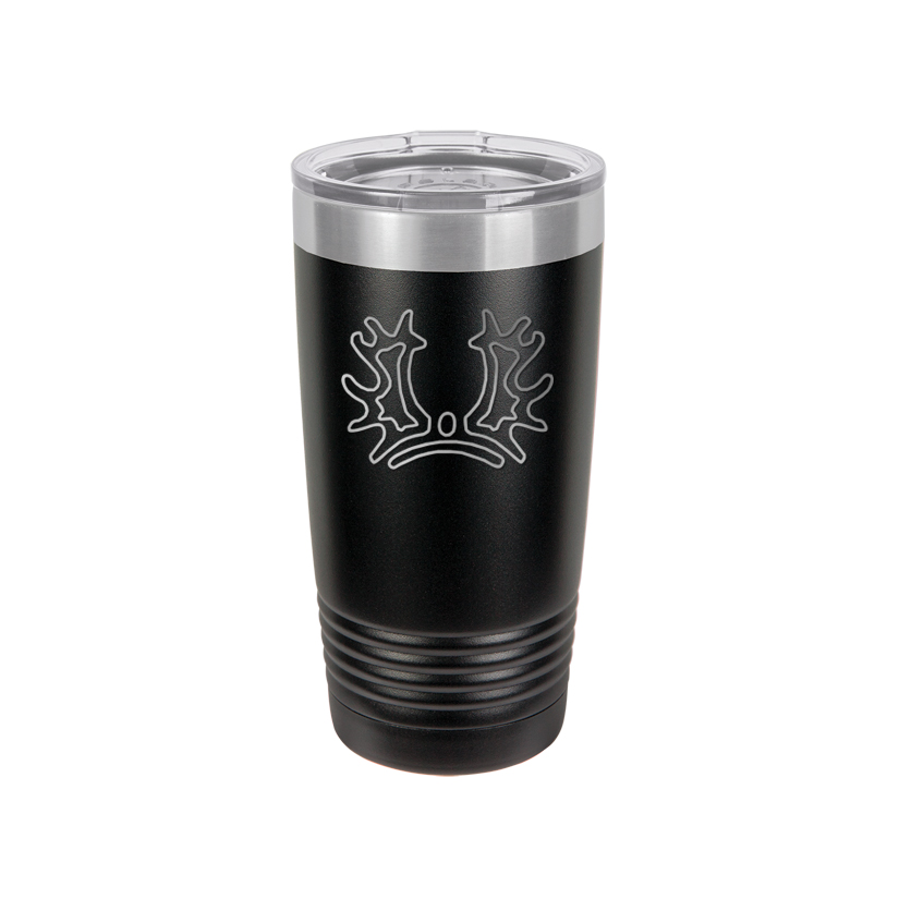 Personalized vacuum insulated ringneck tumbler with your choice of horse breed logo and custom engraved text.