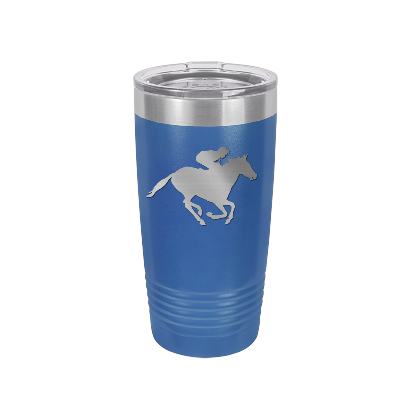 Custom engraved vacuum insulated ringneck tumbler with your choice of horse design and personalized text.