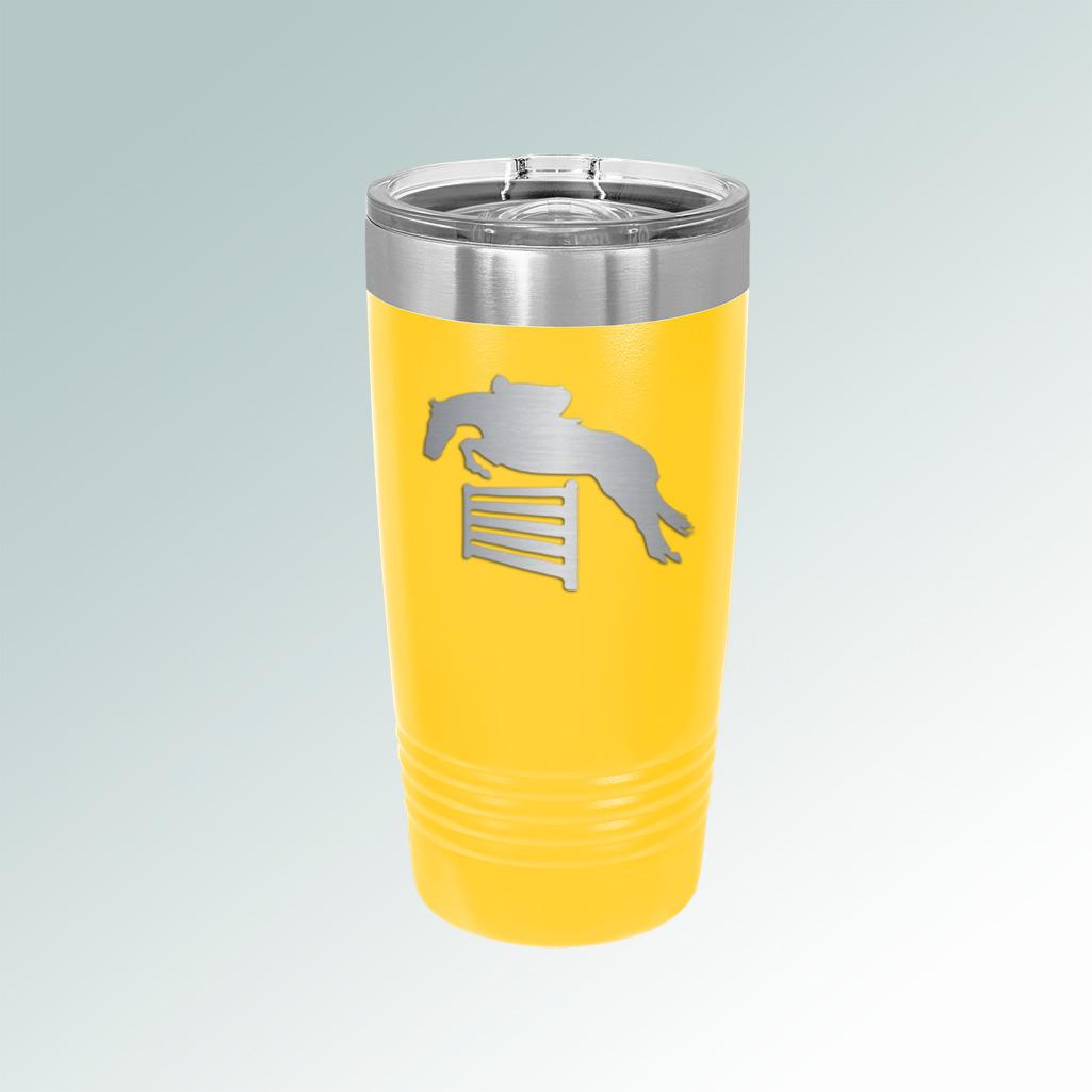 Personalized insulated horse silhouette tumbler with your choice of horse silhouette and custom engraved text. 85+ horse silhouettes to choose from.
