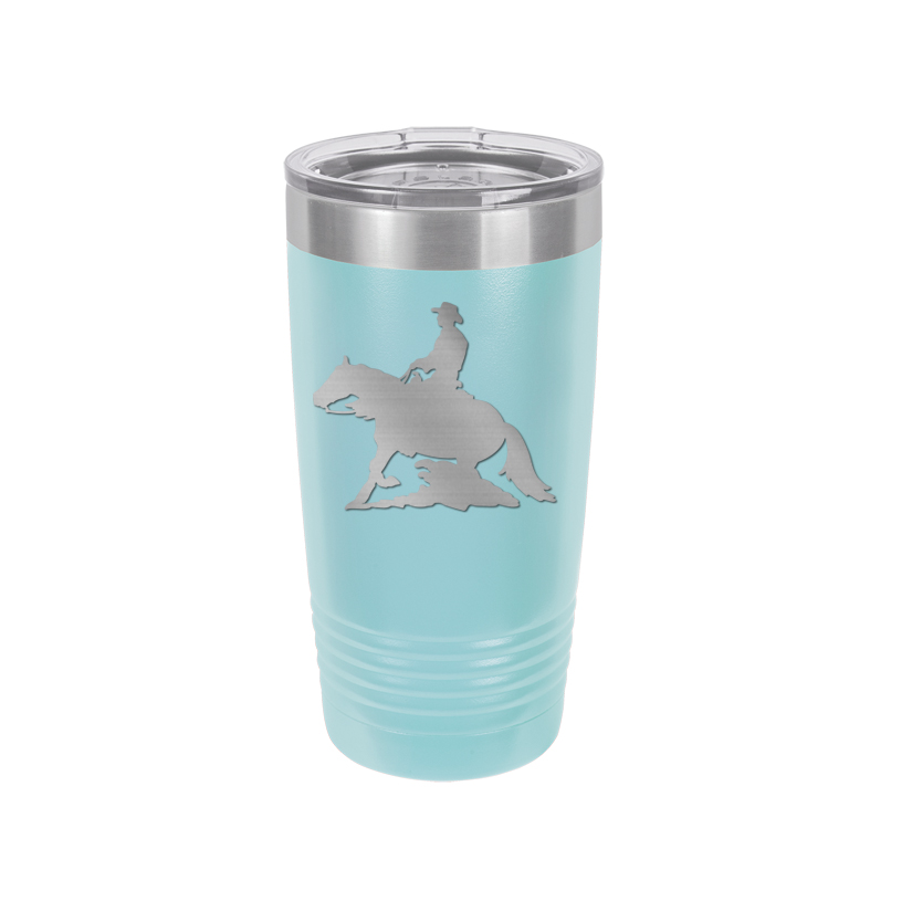 Custom engraved vacuum insulated ringneck tumbler with your choice of rodeo design and personalized text.