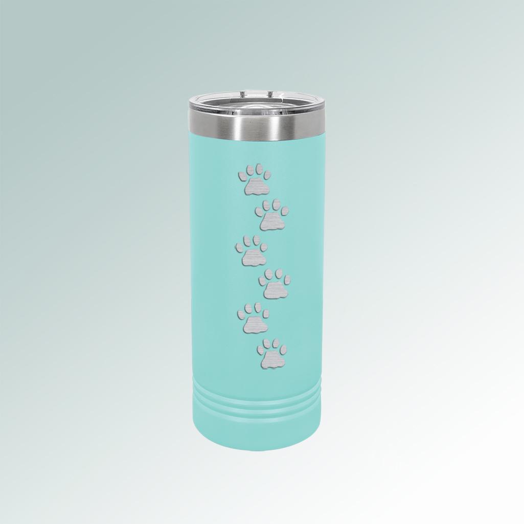 Custom engraved vacuum insulated dog breed skinny tumbler with your choice of dog breed and personalized text. 100+ dog breeds to choose from.