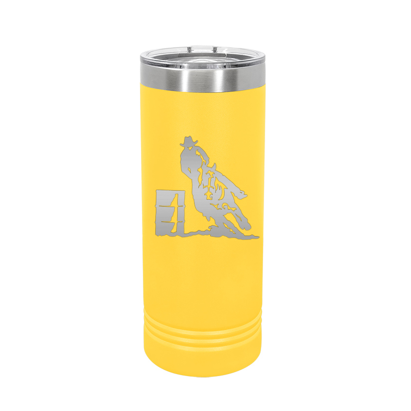 Personalized stainless steel skinny tumbler with your choice of rodeo design and custom engraved text. Rodeo Tumbler