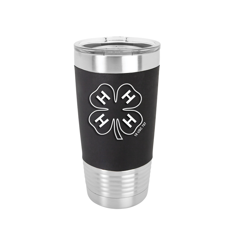 Personalized vacuum insulated silicone wrapped tumbler with your choice of 4-H logo and custom engraved text.