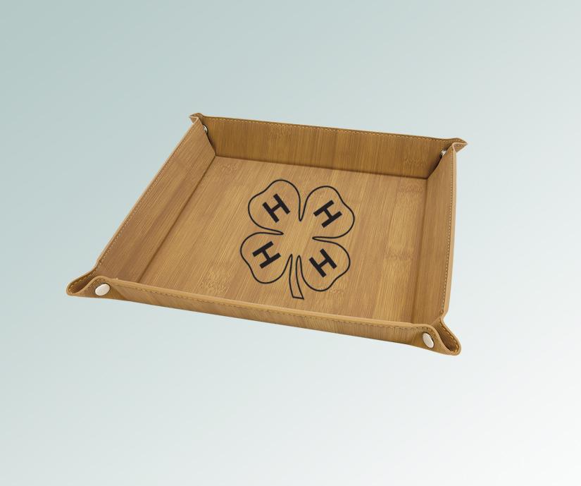 Folding 4-H valet tray with your choice of 4-H logo and personalized text. 6+ 4-H logos to choose from.