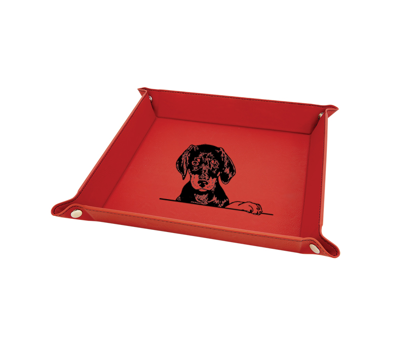Doberman dog design catchall tray with your choice of Doberman design and personalized text. Doberman Catchall Tray