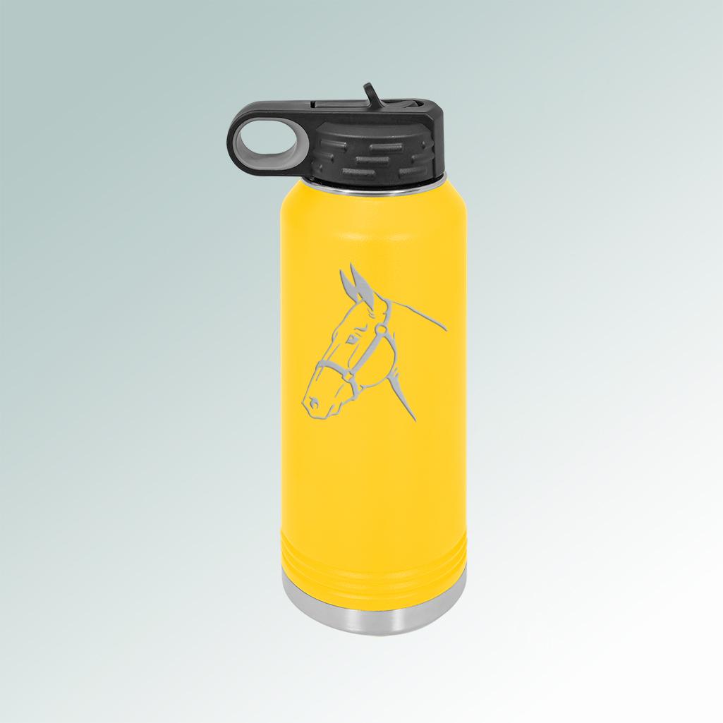 Personalized stainless steel farm animal water bottle with your choice of design and custom engraved text. 100+ farm animal designs to choose from.