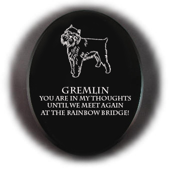 Personalized black marble memorial stone with your choice of toy dog design and engraved text. Toy Dog Memorial
