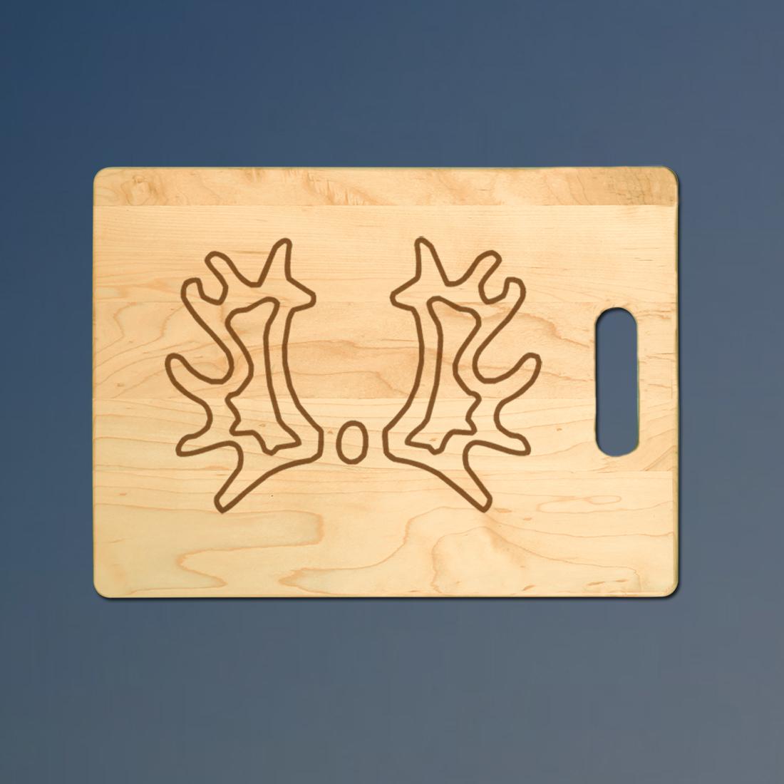 Personalized maple cutting board with your choice of horse breed logo and engraved text. 25+ horse breed logos to choose from.