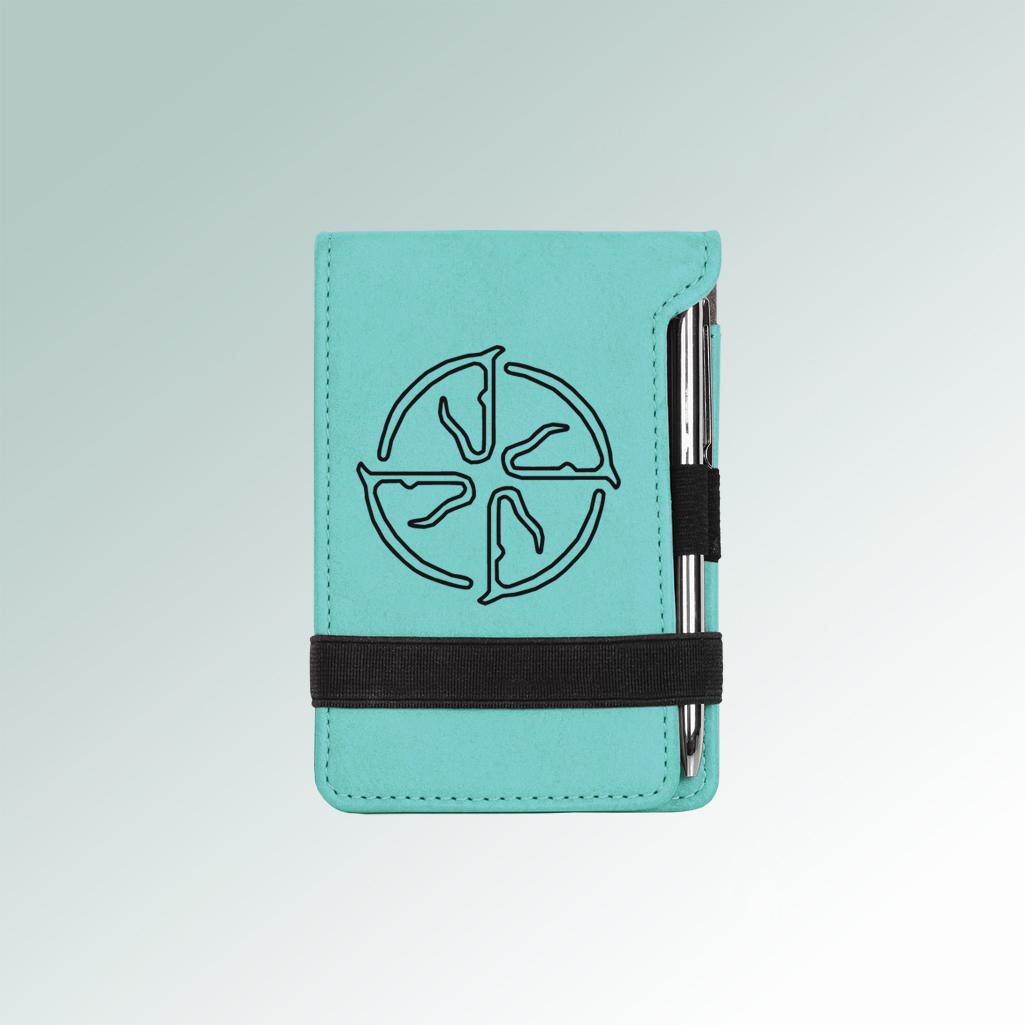 Custom engraved mini horse breed notepad and pen with a horse breed logo and personalized text. 25+ horse breed logos to choose from.