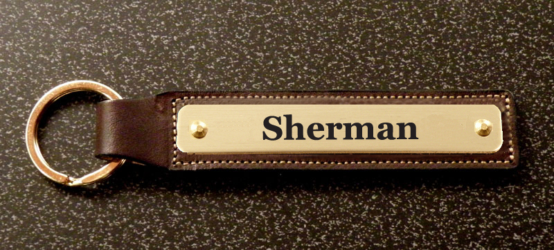 Leather Engraved Nameplate Key Fob