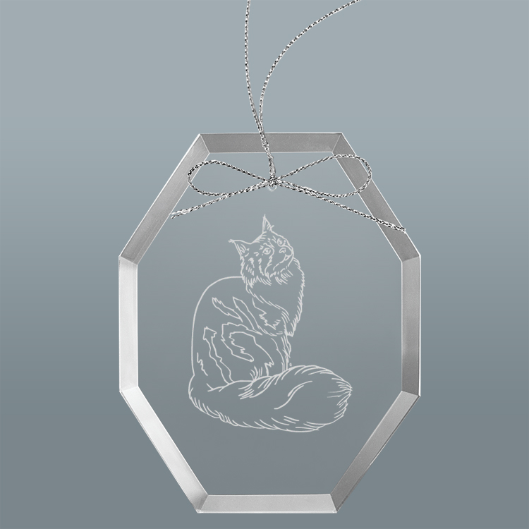 Personalized engraved Christmas ornament / sun catcher with text and Cat design of your choice. Cat Ornament