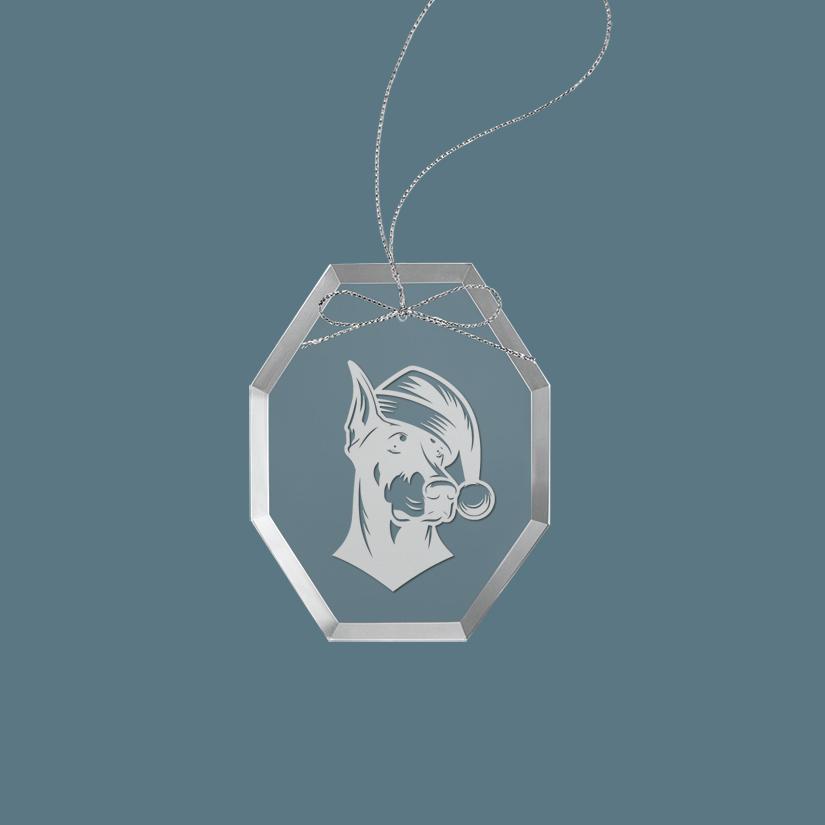 Personalized engraved Christmas doberman ornament / sun catcher with text and doberman design of your choice. 25+ Doberman designs to choose from.