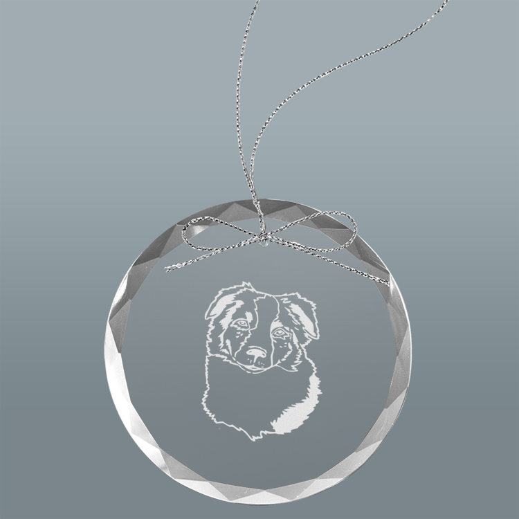 Engraved Glass Ornament - Herding Dog Design
