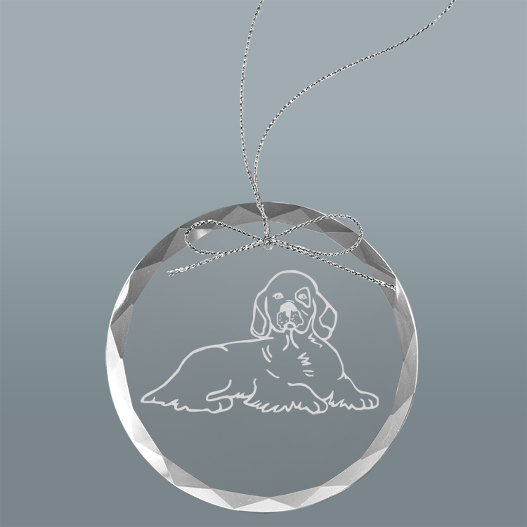Personalized engraved Christmas ornament / sun catcher with text and dog design 3 of your choice. Dog Ornament