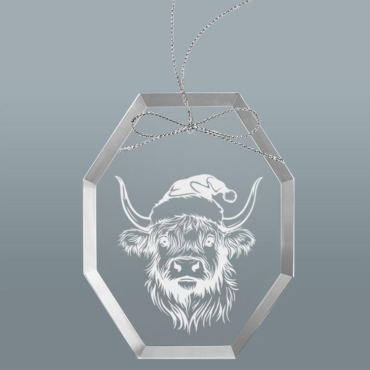Personalized engraved Christmas ornament / sun catcher with text and horse design of your choice. Farm Animal Ornament