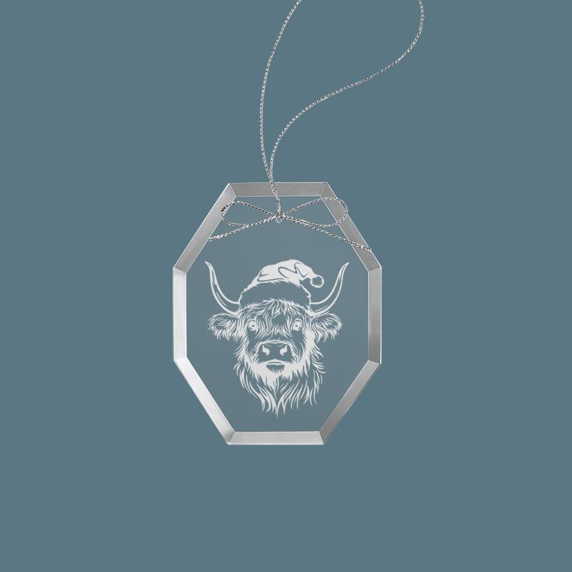 Personalized engraved Christmas farm animal ornament / sun catcher with text and farm animal design of your choice. 100+ farm animal designs to choose from.