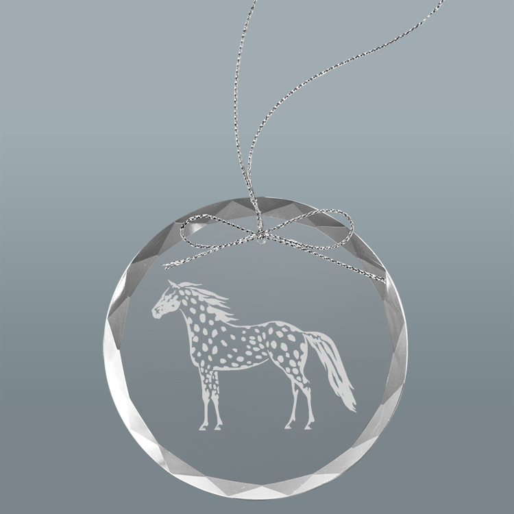 Personalized engraved Christmas ornament / Suncatcher with text and horse design 3 of your choice. Equestrian Ornament