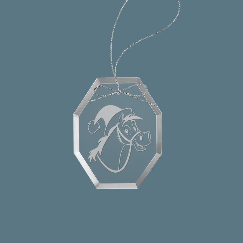 Personalized engraved horse Christmas ornament with engraved text and horse Christmas design of your choice.