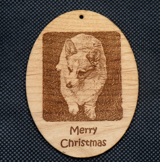 Wood Christmas Ornament with Engraved Photo / Image / Picture