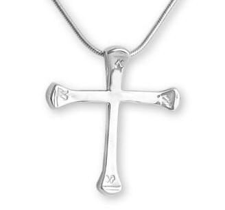 Horseshoe mails cross sterling silver equestrian jewelry necklace. Made in the USA